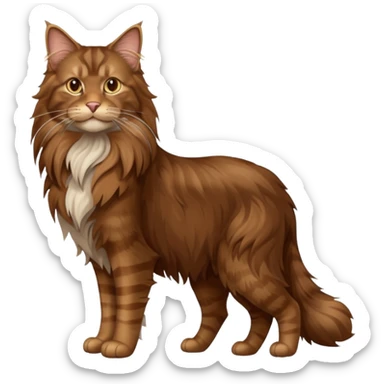 A high-resolution photo-realistic digital illustration of a brown maine coon cat, full body noble maine coon sticker