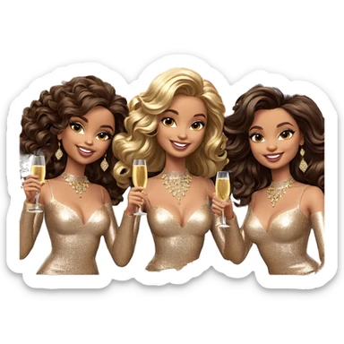 smiling girls with champagne celebration sticker