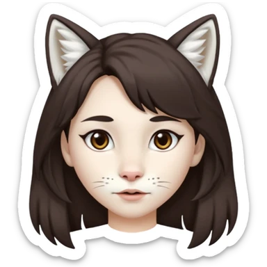 Femboy au cheveux marron foncé avec des oreilles de lynx blanc sticker