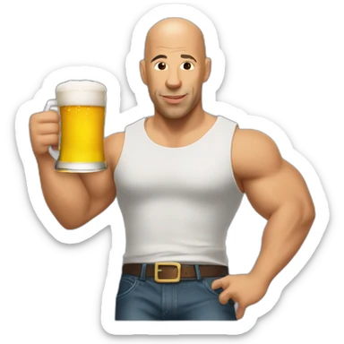 Vin Diesel driking a beer sticker