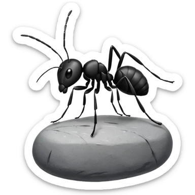 an ant that is jumping over stones sticker