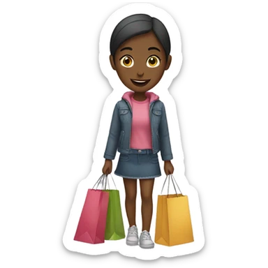 girl with shopping bags  sticker