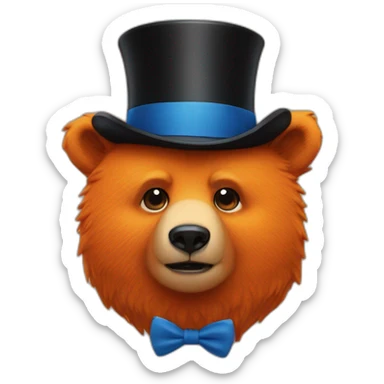 orange bear with tiny black top hat and blue eyeleiner sticker