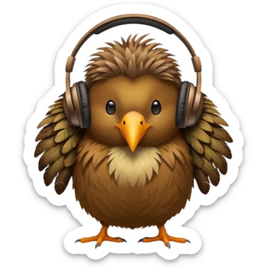 kiwi bird ai agent with headphone sticker