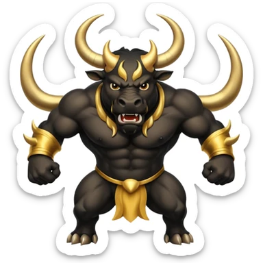 black angry powerful bull with golden horns emoji sticker