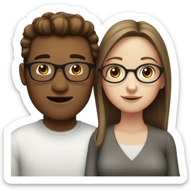 Guy with glasses and pale girl with brown hair  sticker