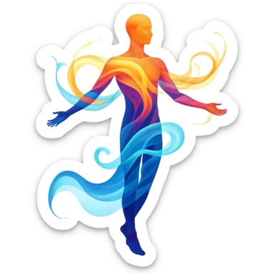Minimal male form silhouette made of swirling abstract energy, ethereal style essence, no detailed features, just flowing shape sticker