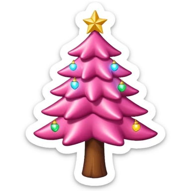 Crea un arbol de navidad en color rosa que parezca de caramelo Agrega luces navideñas has que la estrella brille sticker