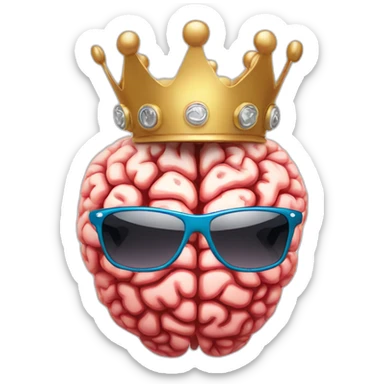 brain with crown, sunglasses and MVP board sticker
