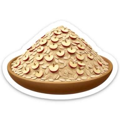 mound or scatter of oat flour fine pale beige powdery matte with a few rolled oats on the surface no bowl or packaging just the flour apple emoji style soft lighting transparent background emoji scale sticker