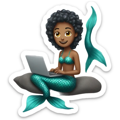 a mermaid with a laptop sticker