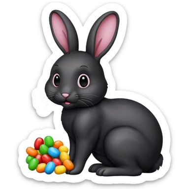 black rabbit with candies sticker