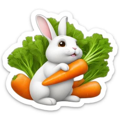 a small rabbit with a carrot sticker