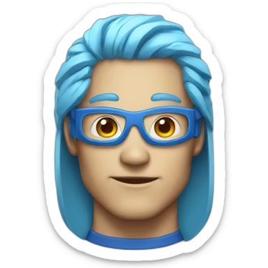 Portrait Super hero man tech with blue hair sticker
