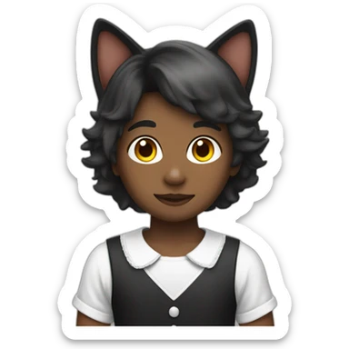Boy with a french maid outfit and cat ears on his head sticker