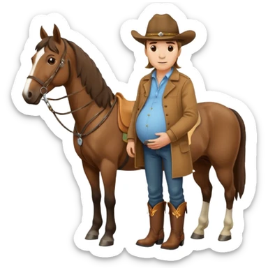 pregnant man  near horse sticker