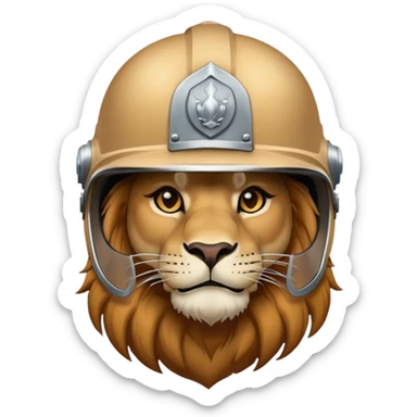 Lion sitting whit full-face closed armet sticker
