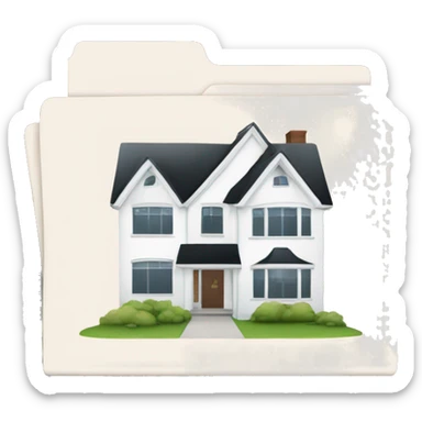 a folder of documents with a picture of a house on it sticker