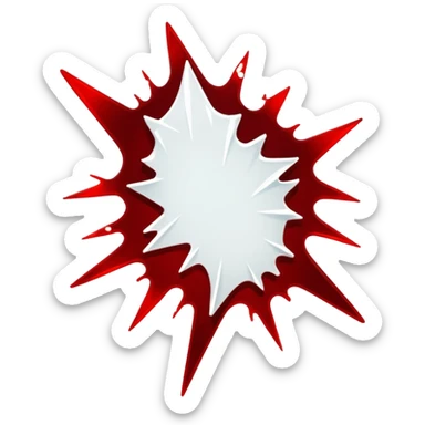 Broken white transparent diaphanous translucent glass shards with blood splattered around it  sticker