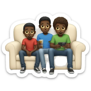 Two boys at home on couch watching Netflix  sticker