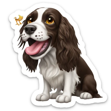 Springer spaniel with bird in mouth sticker
