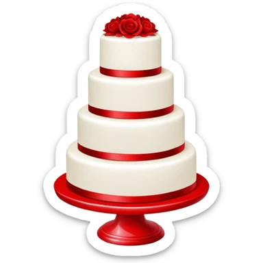 Bright red wedding cake, three tiers, completely red with no white or other colors sticker