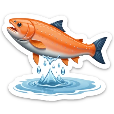 a salmon flopping out of water, make it so its on land flopping around sticker