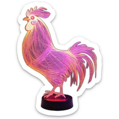 Rooster sculpture art lamp led fractal sticker