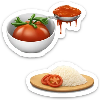 Bue ne de riz couper en deux avec de la sauce tomate dada n sticker