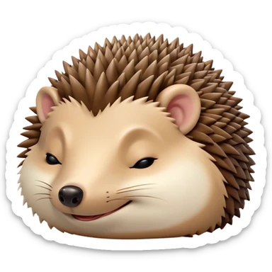 Meme-Worthy Cute Sleeping Hedgehog Portrait Emoji, Head resting peacefully with a contented smile, showcasing a delightfully compact build and a luxuriously soft brown Fur with tiny spines, eyes shut in a serene, restful nap, Simplified yet hilariously adorable features, highly detailed, glowing with a soft, drowsy light, high shine, relaxed and utterly lovable, stylized with an air of playful laziness, bright and heartwarming, soft glowing outline, capturing the essence of a comically sleepy hedgehog, so meme-worthy it feels like it could instantly become the next viral sensation of adorable slumber! sticker