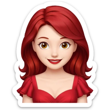 dark red hair woman in red dress flirting  sticker