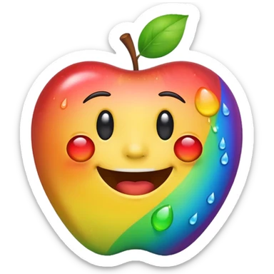 Laughing rainbow tears emoji, apple style, with a wide grin and tears in rainbow colors sticker