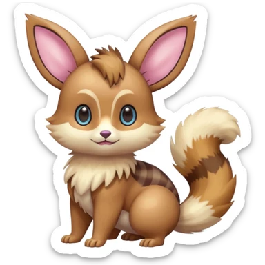 Kawaii Shiny Colorful Pastel Furret-Eevee-fusion Full Body sticker