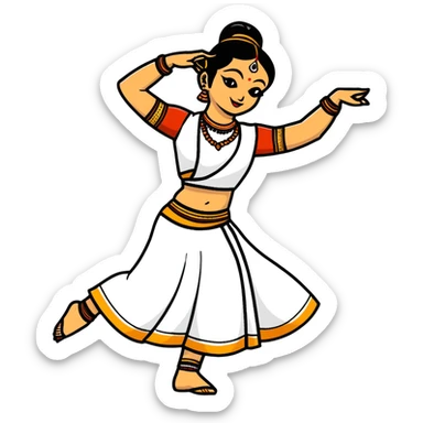 dancer in traditional Indian attire, mid-dance pose, vibrant colors sticker