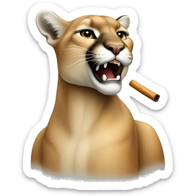 A puma smoking sticker