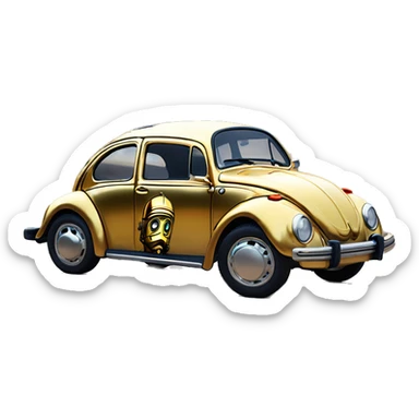 Side view 1992 C-3PO Volkswagen bug fresh from space dirty  sticker