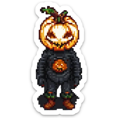 pumpkin person pixel art sticker