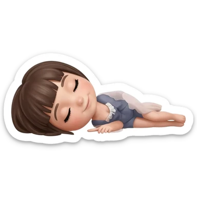 Girl lying on ground with her head touching it sticker