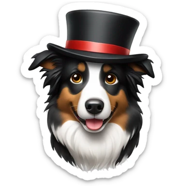 border collie with tophat sticker