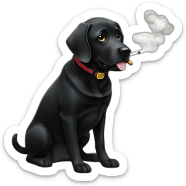 A smoking black labrador sticker