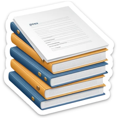 realistic stack of documents with title page sticker