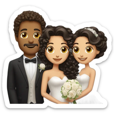 wedding couple with a white man with curly hair anda latina girl sticker