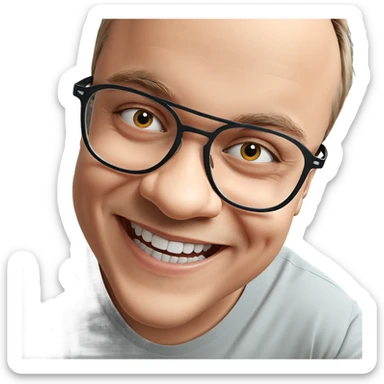 smiling boy with glasses portrait sticker