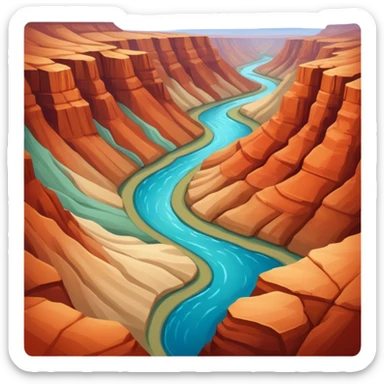 Brown and beige and red-orange canyon with blue-green river sticker