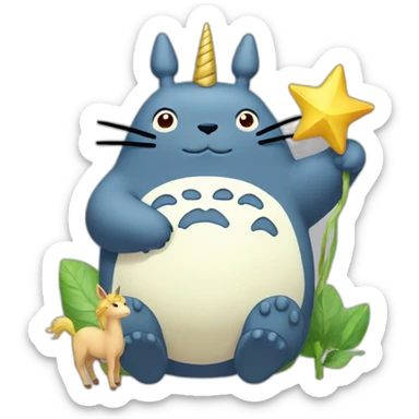 Totoro en unicornio sticker