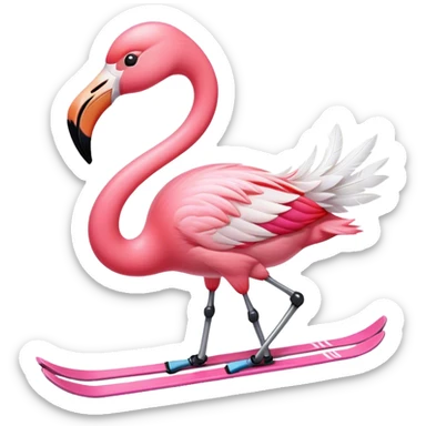 Skiing flamingo sticker