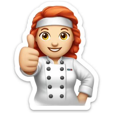  thumbs up chubby face red haired female chef sticker