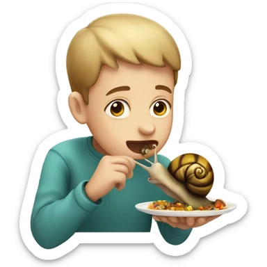 boy eating snail sticker