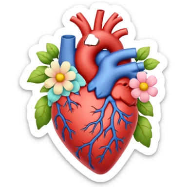 Anatomical hart with flowers Pastel colors sticker