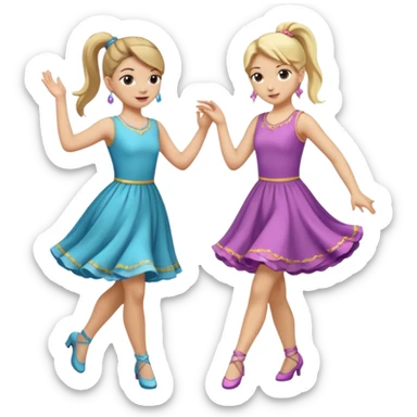 two girls dancing one is blond and one is brunette sticker